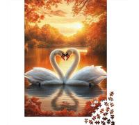 Lago dei Cigni Puzzle 1000 Pezzi Carta per Adulti Scena Lago Romantico al Tramonto Gioco di Puzzle 1000 Pezzi Relax Decorazione Regalo 70x50cm/1000pcs