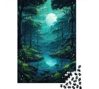 Lago della Foresta Illuminato dalla Luna Puzzle 1000 Pezzi Carta Puzzle per Adulti Scena Notturna Gioco di Puzzle 1000 Pezzi Relax Casa Regalo 70x50cm/1000pcs