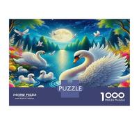 Lago della Luna Puzzle da Assemblare in Bundle Carta Spessa Cigni nella Foresta Incantata e Notte Luminosa dalla Luna Gioco Educativo per Bambini 52x38cm/1000pezzi