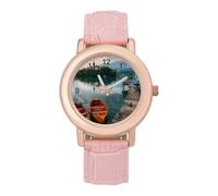 Lago di Bled Slovenia Chiesa sull'isola Orologio da donna elegante orologio analogico al quarzo cinturino in pelle orologio da polso, Stile:, regular, Cinturino