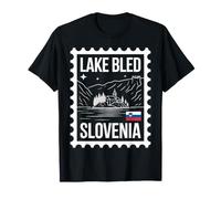 Lago di Bled Slovenia Francobollo Souvenir di Viaggio Maglietta