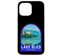 Lago di Bled Slovenia Travel Art Emblema Vintage Custodia per iPhone 13 Pro Max