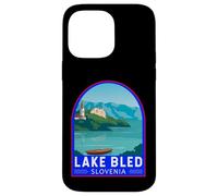 Lago di Bled Slovenia Travel Art Emblema Vintage Custodia per iPhone 14 Pro Max