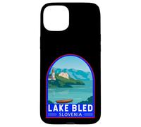 Lago di Bled Slovenia Travel Art Emblema Vintage Custodia per iPhone 15 Plus