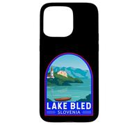 Lago di Bled Slovenia Travel Art Emblema Vintage Custodia per iPhone 15 Pro Max