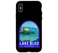 Lago di Bled Slovenia Travel Art Emblema Vintage Custodia per iPhone X/XS