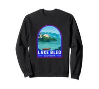 Lago di Bled Slovenia Travel Art Emblema Vintage Felpa