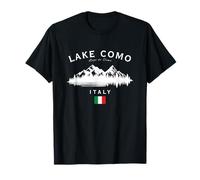Lago di Como Italia Lago Di Como Lario Monti Bandiera Italiana Maglietta