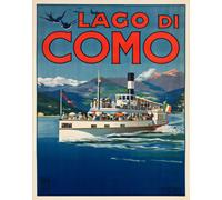 Lago di Como Poster Vintage Viaggio Arte Nautica Italiana -...