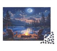 Lago di fuoco notturno Puzzle 1000 Pezzi In Incastro Perfetto, Un Premium Jigsaw Puzzle Per Art-terapia, Ideale Per Serata Giochi in Scatola, Regalo Per La Pensione 52x38cm/1000pcs