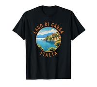 Lago di Garda Italia Retro Cerchio Distressed Maglietta