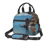 Lago di Ginevra Svizzera Borsa per il pranzo per uomini e donne Grande capacità Cooler Lunch Box riutilizzabile isolato Lunch Tote Bag con tracolla regolabile Lunchbox per adulti