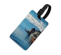 Lago di Ginevra Svizzera Etichetta per bagagli con nome ID Card Pelle Impermeabile Valigia Tag Accessori da Viaggio per Adulto Donne Uomini