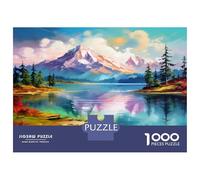 lago forestale Puzzles 1000 Pezzi In Lago Montagna carta Premium,Un Puzzles Per Gioco Familiare Divertente E Impegnativo,Per Puzzle Da Incorniciare,Per Rilassarsi,Stimolare La Creatività E Reg