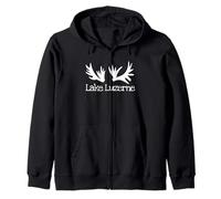 Lago Luzerne New York Adirondack Rustico Alce Antlers Camp Felpa con Cappuccio