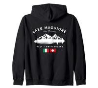 Lago Maggiore Italia Svizzera Monti Lago Bandiera Italiana Felpa con Cappuccio