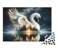 Lago Magico Cigno Puzzle 1000 Pezzi Carta Gioco di Puzzle 1000 Pezzi Foresta Fantastica Relax Concentrazione Famiglia Decorazione Regalo 70x50cm/1000pcs