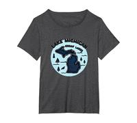 Lago Michigan Grandi Laghi Scenic Adventure Emblem Maglietta, Donna Plus-Size, Grigio Scuro, 1X