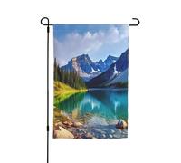 Lago Montagna Paesaggio Giardino Bandiera 30x45 Pollici Doppio Lato Primavera Estate Decorativa Yard Bandiera Bandiera Piccola Stagione Bandiera Vacanza Decorazione Esterna