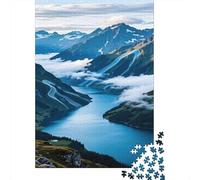 Lago nella valle di montagna Puzzle Vista sulla valle 1000 Pezzi Cartone Riciclato Per Amanti Puzzle, Difficile Ma Soddisfacente, Regalo Natale Decorazione Murale Immagini Vibranti 38x26cm/1000pcs