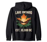 Lago Ontario Maple Leaf Tramonto EST 10000 a.C Felpa con Cappuccio