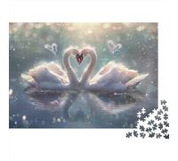 Lago romantico con cigni Puzzle 1000 Pezzi Gioco di Puzzle 1000 Pezzi Carta per Adulti scena d amore relax concentrazione regalo famiglia decorazione casa 70x50cm/1000pcs