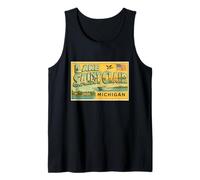 Lago Saint Clair Michigan 50s Vintage Travel Art Graphic Canotta
