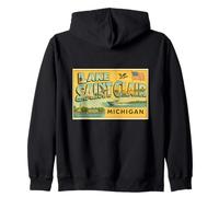 Lago Saint Clair Michigan 50s Vintage Travel Art Graphic Felpa con Cappuccio