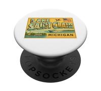 Lago Saint Clair Michigan 50s Vintage Travel Art Graphic PopSockets PopGrip Adesivo