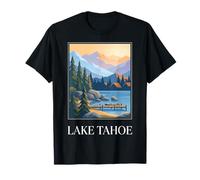 Lago Tahoe California Nevada Vintage Retro Mountain Travel Maglietta