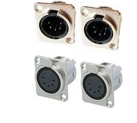 Lagogia 5 pin XLR maschio + femmina presa in metallo montaggio a pannello chassis microfono jack audio tipo D, confezione da 4