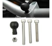 Lagomloot Base con morsetto per manubrio moto, 2,5 cm, con viti M8, per RAM-B-367U, lega di alluminio 6061, colore nero e argento