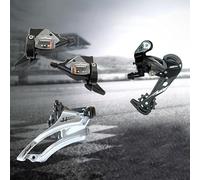 Lagomloot Kit leva del cambio per bicicletta, set deragliatore a 11 velocità per manubri da 22,2 mm, sistema di cambio anteriore/posteriore compatibile con telai da 31,8/34,9 mm