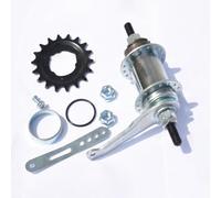 Lagomloot Mozzo freno inverso, mozzo a cambio fisso in acciaio 32H con ingranaggio 18T per modifica bici da pista, lunghezza albero 165 mm, argento