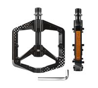 Lagomloot Pedali per bici da 9/16", piattaforma in lega di alluminio con 3 cuscinetti e chiodi antiscivolo, coppia nera con strisce riflettenti per la sicurezza in bicicletta