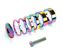Lagomloot Set di distanziali per sterzo per bicicletta, 1-1/8", in lega di alluminio, con dado a stella, kit di guarnizioni forcella da 28,6 mm, per bici da strada e mountain bike