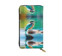 Lagoon Bird - Portafoglio lungo in pelle con motivo uccellino, 19 x 10,4 cm, scomparto multifunzione extra large, ottimo regalo