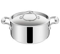 Lagostina Accademia Lagofusion Casseruola Fonda 2 Maniglie con Coperchio, Acciaio Inox 18/10 Ø 20 cm, Pentola Induzione, Gas e Forno, Finitura Lucida Esterna e Satinata Interna, Fondo 5 Strati
