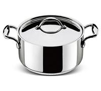 Lagostina Accademia Lagofusion Casseruola Fonda con 2 Maniglie e Coperchio, Acciaio Inossidabile, Argento, 24 cm