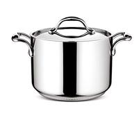 Lagostina Accademia Lagofusion Pentola 2 Maniglie con Coperchio, Acciaio Inox 18/10 Ø 24cm, Pentola Induzione, Gas e Forno, Finitura Lucida Esterna e Satinata Interna, Manici Rivettati,Fondo 5 Strati