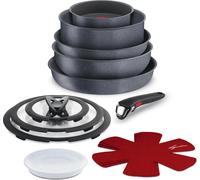 LAGOSTINA Batteria Pentole Induzione 13 Pezzi Antiaderenti con Manico Amovibile Salvaspazio in Acciaio Inox 18/10 - Ingenio Mineralis Green