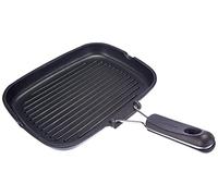 Lagostina Easy Grill Bistecchiera Antiaderente Rettangolare in Alluminio Pressofuso, Nero, 24 x 32 cm, Rivestimento Meteorite Resistium, Manico Pieghevole in Bakelite, Bordo a Versare, Facile da Pulire