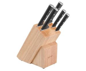 Lagostina IceForce, Set Coltelli con Ceppo, 5 Pezzi in Acciaio Inox con Tecnologia Ice Force, Affilatura Duratura e Precisione di Taglio