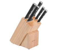 Lagostina Iceforce Set da Cucina - Ceppo in Legno con 5 Coltelli in Accaio Inox: Pane 20cm, Chef 20cm, Santoku 18cm, Multiuso 11cm e Spelucchino 9cm