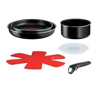 Lagostina Ingenio Easy Start Set di Pentole e Padelle antiaderenti, 7 Pezzi, 2 Padelle, Casseruola, Coperchio in Plastica, 2 Proteggi Pentola, Manico Amovibile, per Gas e Forno (No Induzione).