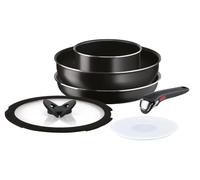 Lagostina Ingenio Essential Plus, Set Pentole e Padelle, Alluminio, 6 Pezzi | Comprende Manico Removibile, Casseruola 16cm, Padella 26cm, Wok 26cm, 2 Coperchi, Per Gas e Forno, No Induzione