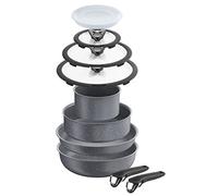 Lagostina Ingenio Induction Classico Batteria di Pentole, ad induzione, Effetto Pietra, Alluminio Antiaderente, Grigio, 16 cm, 10 Pezzi