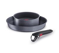 Lagostina Ingenio Mineralis Green, Set di Pentole in Alluminio con Rivestimento Antiaderente, 3 pezzi, Manico Rimovibile