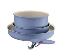 Lagostina Ingenio Pastel, Set di Padelle Antiaderenti 4 Pezzi con Manico Rimovibile, Compatibili con Induzione e Forno, Design Salvaspazio, Colore Nettuno