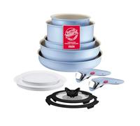 Lagostina Ingenio Pastel, Set Padelle Antiaderenti 11 Pezzi, Color Brezza | Rivestimento Antiaderente, Manico Rimovibile, Design Salvaspazio, Compatibile con Induzione e Forno